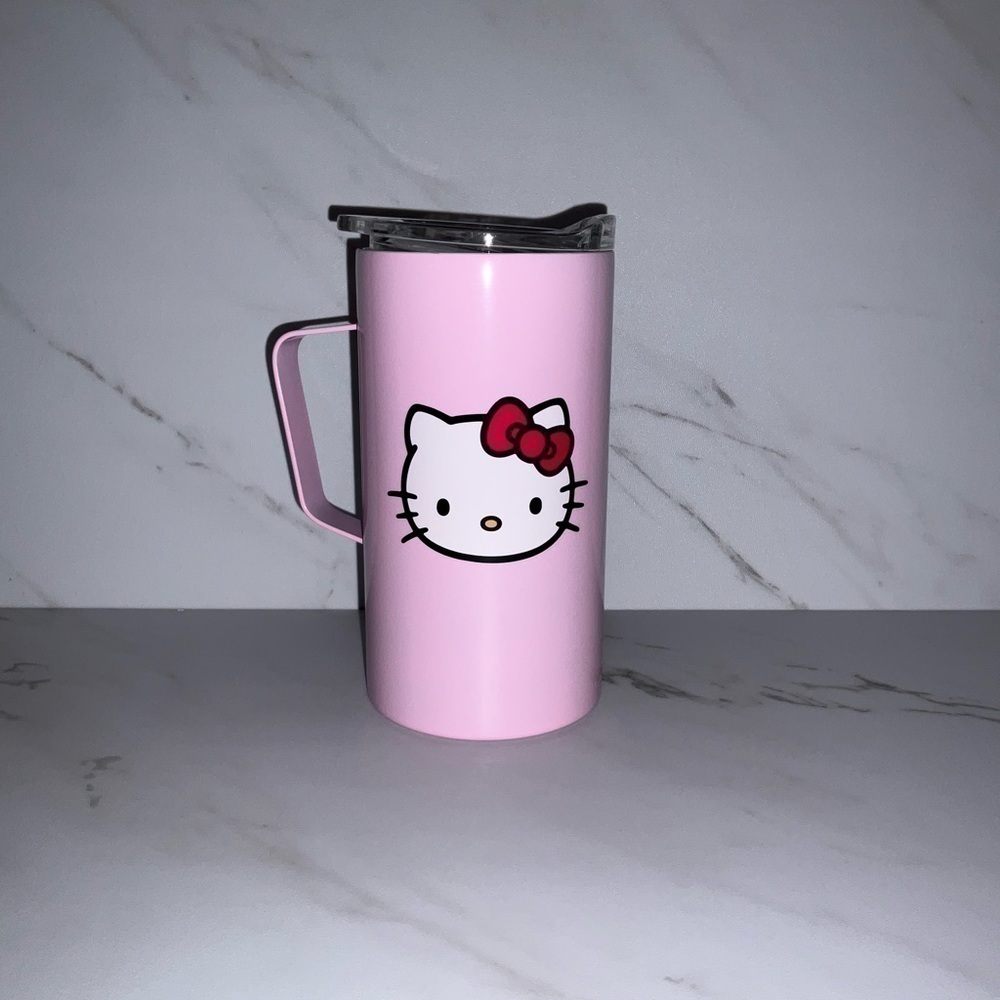 Pink Hello Kitty metal Tumblr with handle